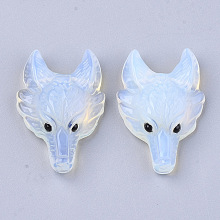 Honeyhandy Opalite Pendants, Wolf Head, 37~42x25~30x10~13mm, Hole: 2mm