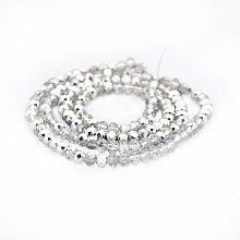 NBEADS 1 Strand Half Silver Clear Plated Faceted Abacus Electroplate Glass Beads Strands with 4x3mm,Hole: 1mm,about 150pcs/strand