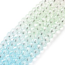 Transparent Glass Beads Strands, Faceted, Rondelle, Dyed, Light Blue, 6x5mm, Hole: 1.2~1.4mm, about 85~88pcs/strand, 16.54~16.93 inch(42~43cm)