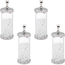 UNICRAFTALE 4Pcs Transparent Glass Charms for Jewelry Making Crystal Column Pendants 32mm Long Beautiful Rhinestone Filled Necklace Pendants Sparkling Transparent Pendants for Women Jewelry Making