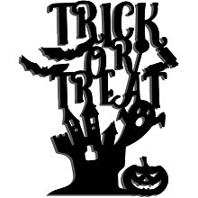 Arricraft Halloween Trick or Treat Sign Metal Wall Art Black Metal Wall Decor Halloween Theme Hanging Elements for Bedroom Living Room Bathroom House Wall Decoration About 11.8x8.7inch