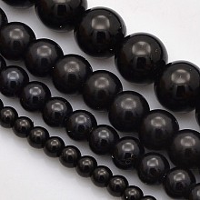 Honeyhandy Dyed Glass Pearl Round Beads Strands, Black, 4mm/6mm/8mm/10mm/12mm, Hole: 1mm, about 70~216pcs/strand