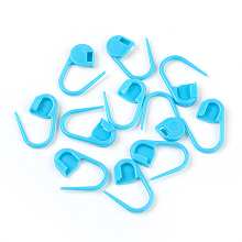 Honeyhandy Eco-Friendly ABS Plastic Knitting Crochet Locking Stitch Markers Holder, Deep Sky Blue, 22x11x3mm, Pin: 1mm