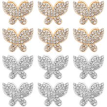 ARRICRAFT 12 Sets Bag Decorative Buckle Clip, 2 Colors Butterfly Buckle Clips for Purse Leather Craft Rhinestone Studs Rivets for DIY Clothes Handbag Leather Belt Wedding Shoes Decorations (0.89 Inch)