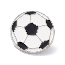 Honeyhandy Football Alloy Enamel Brooch, Enamel Pin, White & Black, Platinum, 26x10mm