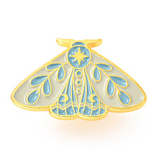 Honeyhandy Alloy Enamel Brooches, Enamel Pin, with Butterfly Clutches, Butterfly, Golden, Sky Blue, 18x27.5x9.5mm