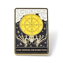 Honeyhandy Fashion Tarot Card Enamel Pin, Alloy Brooch, Golden, The Wheel of Fortune X, 30.5x21x10mm, Pin: 1mm