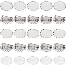 30 Sets Blank Brooches, 304 Stainless Steel Blank Cabochon Brooch Base Settings Brooch Pin Trays with Glass Cabochons for Wedding Jewelry Making DIY Crafts