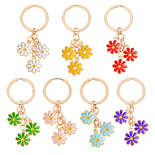 DICOSMETIC 7Pcs 7 Colors Cute Enamel Keychain, Colorful Daisy Keychain, for Women Girls Handbag Accessories, Mixed Color, 7.4cm, 1pc/color