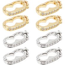 CHGCRAFT 8Pcs 2 Colors Brass Enhancer Shortener Clasps Interchangeable Bail Clasp Peanut Pearl Click Clasp Connector with Rhinestone for 0.39 inch(10mm) Pearl Gemstone Bead Necklace Jewelry Making