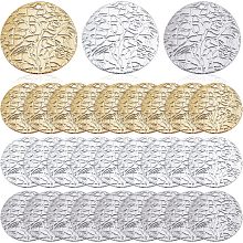 FINGERINSPIRE 30 Pcs 3 Colors Round Charm 20mm Camber Coin Charms with Reticulate Embossing Stamping Blanks Charm Brass Round Tag Pendants Textured Pendants for Earring Necklace Jewelry DIY Making