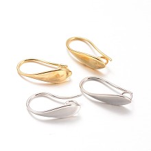 Honeyhandy Brass Earring Hooks, Ear Wire, with Horizontal Loop, Mixed Color, 18x5.5x10.5mm, Hole: 3.5mm, 18 Gauge, Pin: 1mm