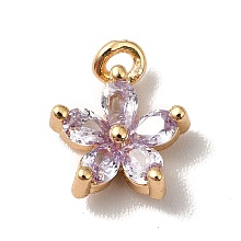 Honeyhandy Brass Cubic Zirconia Flower Charms, Real 18K Gold Plated, Bauhinia Charm, Thistle, 10x8x3mm, Hole: 1.2mm