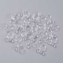 Honeyhandy Plastic Clip-on Earring Findings, with Loop, for Non-Pierced Ears, Clear, 11x10x3mm, Hole: 1mm