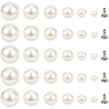 NBEADS 320 Sets ABS Plastic Imitation Pearl Rivet Studs, 6 Different Sizes Embellished Round Pearl Rivets Leathercraft Rapid Rivets Studs Buttons for Purse Bags Shoes Leather Craft Repairs Decor