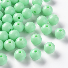 Honeyhandy Opaque Acrylic Beads, Round, Aquamarine, 10x9mm, Hole: 2mm, about 940pcs/500g