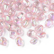 Transparent Acrylic Beads, AB Color Plated, Nuggets, Pink, 10.5x10x8mm, Hole: 1.6mm, about 2300pcs/500g