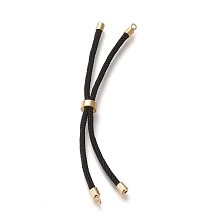 Honeyhandy Nylon Twisted Cord Bracelet Making, Slider Bracelet Making, with Eco-Friendly Brass Findings, Round, Golden, Black, 9 inch(22.8cm), Hole: 2.8mm, Single Chain Length: about 4-1/2 inch(11.4cm)