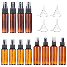 CHGCRAFT Plastic Spray Bottles, with Fine Mist Sprayer & Dust Cap, Round & Flat Shoulder, Plastic Funnel Hopper, Refillable Bottle, Coconut Brown, Bottle: 12pcs