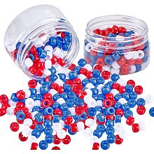 NBEADS About 180 Pcs Acrylic European Beads, Pony Beads Barrel Beads Large Hole Round Beads for Jewelry Making, 9x6mm, Hole: 4mm, 3 Colors