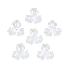 Honeyhandy 3-Petal ABS Plastic Imitation Pearl Bead Caps, Flower, Creamy White, 26x27.5~28.5x9mm, Hole: 1.5mm