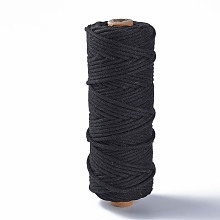 Honeyhandy Cotton String Threads, Macrame Cord, Decorative String Threads, for DIY Crafts, Gift Wrapping and Jewelry Making, Black, 3mm, about 54.68 yards(50m)/roll