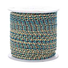 Honeyhandy 4-Ply Cotton Cord, Handmade Macrame Cotton Rope, with Gold Wire, for String Wall Hangings Plant Hanger, DIY Craft String Knitting, Blue, 1.5mm, about 21.8 yards(20m)/roll