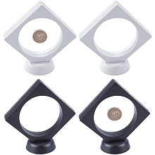 NBEADS 4 Sets of 3D Floating Display Case Display Stand Holder Suspension Frame with Bases for Jewelry Ring Challenge Coin Championship Badage, 3.50"x3.50"x0.79"