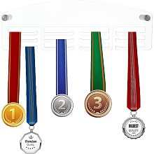 AHANDMAKER 12 Hooks Acrylic Medal Holder, 12Inch/30cm Clear Medals Display Hanger Wall Mount Medals Display Rack, Easy to Install, for Runners, Soccer, Gymnastics and All Sports