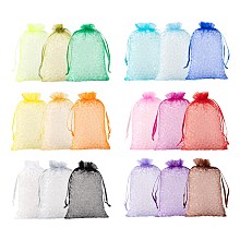 Honeyhandy 90Pcs 18 Style Organza Bags Jewellery Storage Pouches Wedding Favor Party Mesh Drawstring Gift, Mixed Color, 150x100mm, 5pcs/style