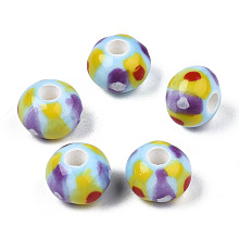 Handmade Porcelain European Beads, Large Hole Beads, No Metal Core, Rondelle, Light Sky Blue, 12.5x9.5mm, Hole: 4mm