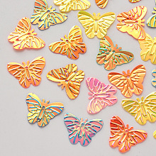 Honeyhandy Ornament Accessories, PVC Plastic Paillette/Sequins Beads, Butterfly, Mixed Color, 17x22x0.5mm, Hole: 1.2mm, about 4500pcs/500g.