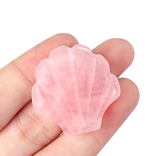 Honeyhandy Natural Rose Quartz Carved Healing Shell Shape Figurines, Reiki Energy Stone Display Decorations, 30x30mm