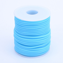 Honeyhandy Hollow Pipe PVC Tubular Synthetic Rubber Cord, Wrapped Around White Plastic Spool, Deep Sky Blue, 2mm, Hole: 1mm, about 54.68 yards(50m)/roll