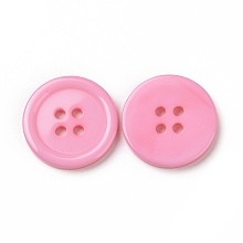 Honeyhandy Resin Buttons, Dyed, Flat Round, Pink, 20x3mm, Hole: 2mm, 195pcs/bag