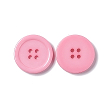 Honeyhandy Resin Buttons, Dyed, Flat Round, Pink, 25x3mm, Hole: 2mm, 98pcs/bag