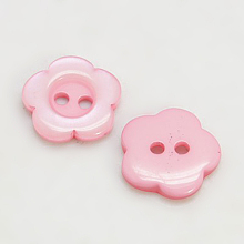 Honeyhandy Resin Buttons, Dyed, Flower, Pink, 12x2.5mm, Hole: 1mm