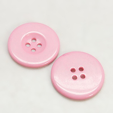 Honeyhandy Resin Buttons, Dyed, Flat Round, Pink, 25x3mm