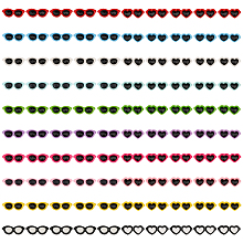 Globleland 100Pcs 20 Colors Opaque Resin Cabochons, Heart Shaped Glasses, for Jewelry Making, Mixed Color, 39x14.5x3mm, 5pcs/color