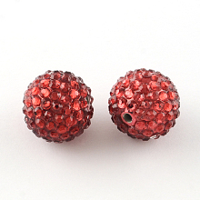 Honeyhandy Transparent Resin Rhinestone Graduated Beads, with UV Plating Acrylic Round Beads Inside, Red, 20mm, Hole: 2~2.5mm