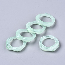 Honeyhandy Transparent Resin Finger Rings, Imitation Gemstone Style, Aquamarine, US Size 6 3/4(17.1mm)