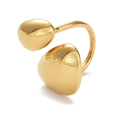 Honeyhandy 304 Stainless Steel Open Cuff Rings, Golden, Teardrop, Inner Diameter: 17mm.