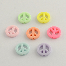 Arricraft Opaque Acrylic Beads, Peace Sign, Mixed Color, 16x3mm, Hole: 2mm, about 943pcs/500g