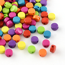 Honeyhandy Flat Round Opaque Acrylic Beads, Mixed Color, 8x4.5mm, Hole: 2mm, about 2195pcs/500g