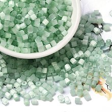 Glass Seed Beads, Imitation Cat Eye, Round Hole, Hexagon, Medium Aquamarine, 3.5x3.8x3.5mm, Hole: 1mm, 409pcs/pound