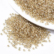 Honeyhandy Glass Seed Beads, Fit for Machine Eembroidery, Silver Lined, Round, Blanched Almond, 2.5x1.5mm, Hole: 1mm, about 20000pcs/bag