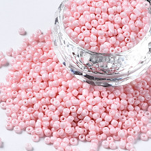 Honeyhandy Glass Seed Beads, Baking Paint, Round Hole, Round, Misty Rose, 2~3x1.5~2mm, Hole: 0.8mm, about 450g/Pound