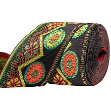 PandaHall Elite 7 Yards 1.2inch Floral Jacquard Ribbon Vintage Embroidered Woven Trim for Embellishment Craft Supplies, Red, 48.5mm Wide