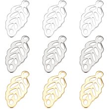 BENECREAT 60PCS 3 Style Leaf Charms 304 Stainless Steel Leaf Pendants for DIY Necklace Bracelet Jewelry Making, Hole: 1mm