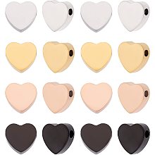 DICOSMETIC 16Pcs 1.8mm Hole 4 Colors Stainless Steel Heart Beads Heart Spacer Beads Heart Small Hole Beads Metal Heart Loose Beads Valentine's Day Beads for Jewelry Making DIY Findings